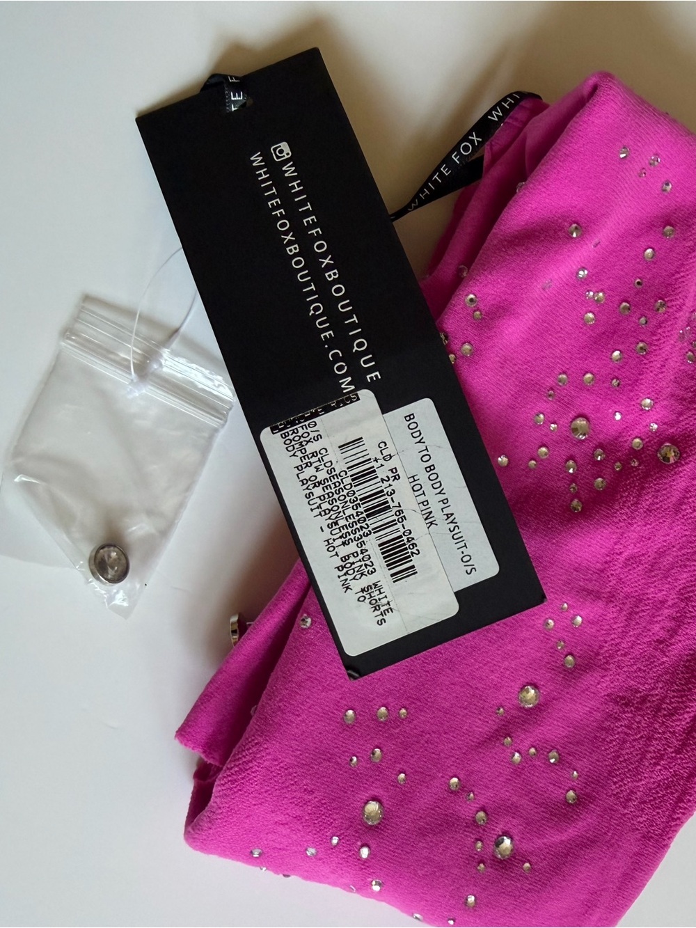 NWT White Fox Boutique Body To Body Playsuit Hot Pink Rhinestone O/S - Picture 6 of 7
